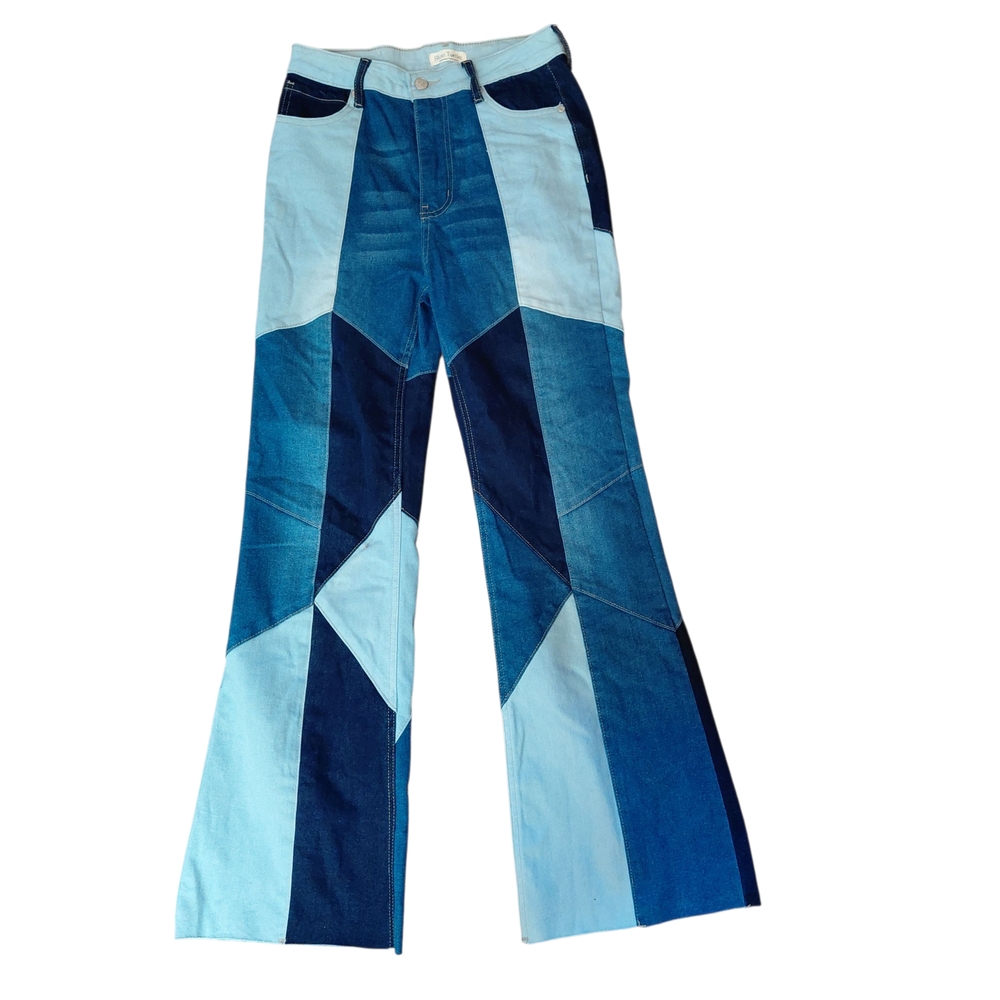 Blue Turtle Bluetones Colorblock Patchwork Flare … - image 1